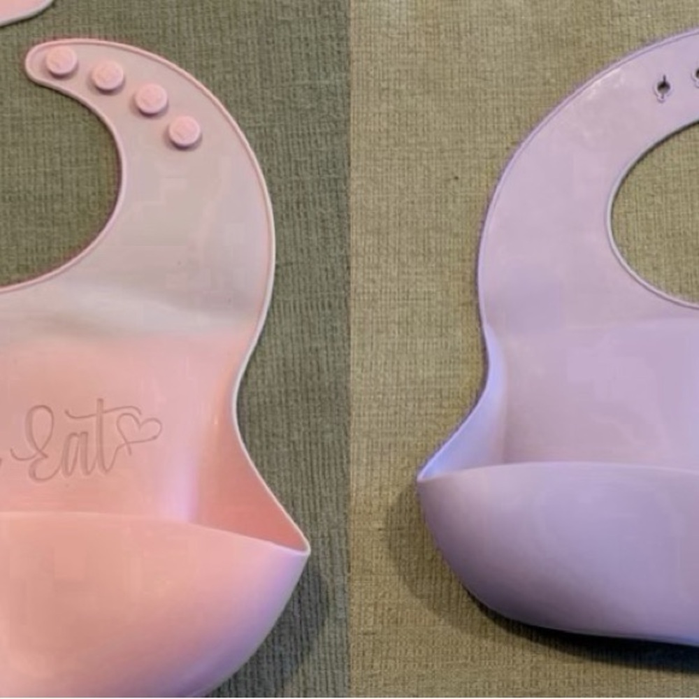 Silicone Baby Bib Set - Pink and Purple